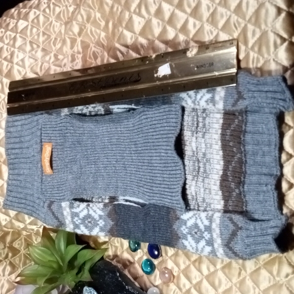 🐶 Simply Dog Sweater WOOF Gray White Tan Brown Knit Pet Outfit Size Medium - Picture 3 of 8